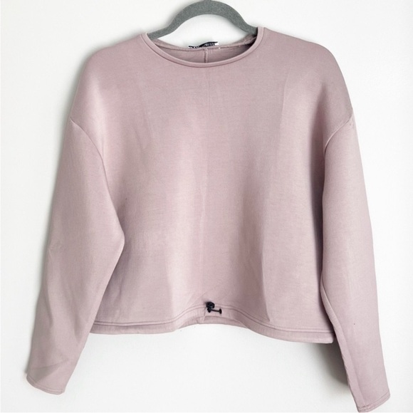 Zara Neoprene Scuba Pullover Athletic Wear Dusty Rose Medium 2712 961 706 crop - Picture 2 of 6